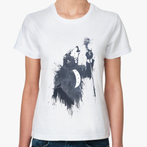 Классическая футболка с принтом Песня волка