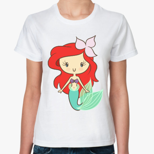 Классическая футболка с принтом Русалочка