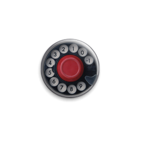 Значок 25мм с принтом Диск ретро-телефона