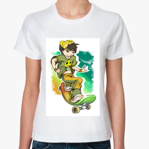 Классическая футболка с принтом Скейтборд