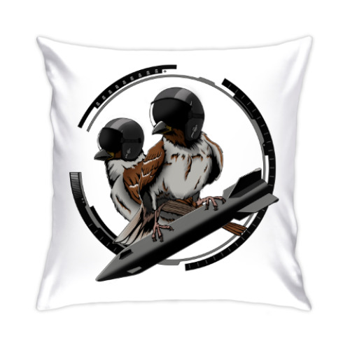 Подушка с принтом Птицы воробьи-истребители