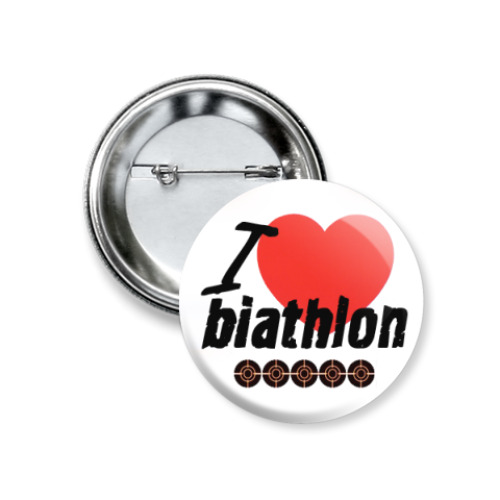 Значок 37мм с принтом Love biathlon