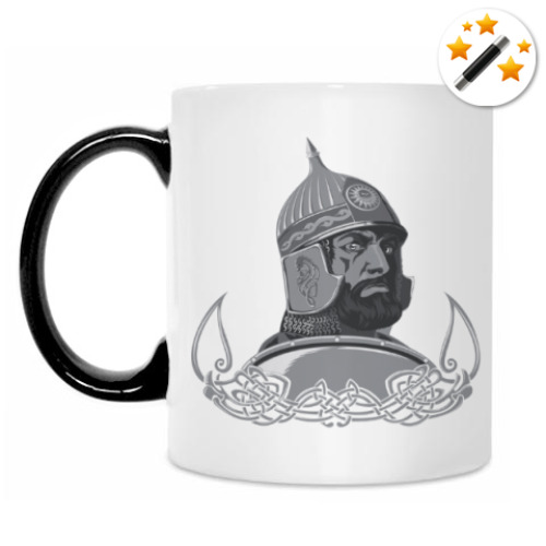 Кружка-хамелеон с принтом витязь, воин, солдат.