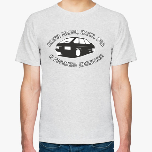 Футболка с принтом Люби Маму,Папу,рэп и девятки