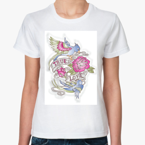 Классическая футболка с принтом Love