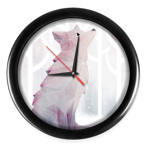 Настенные часы с принтом Зимний Лис в снегу Winter fox