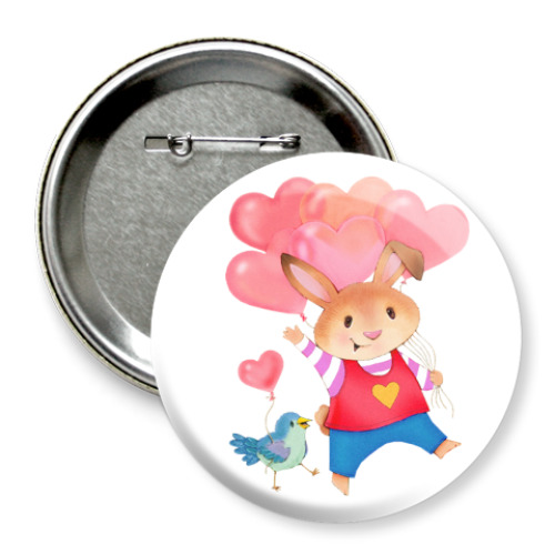 Значок 75мм с принтом Кролик с Любовью