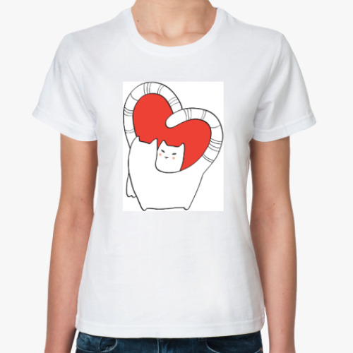 Классическая футболка с принтом Котолюбовь