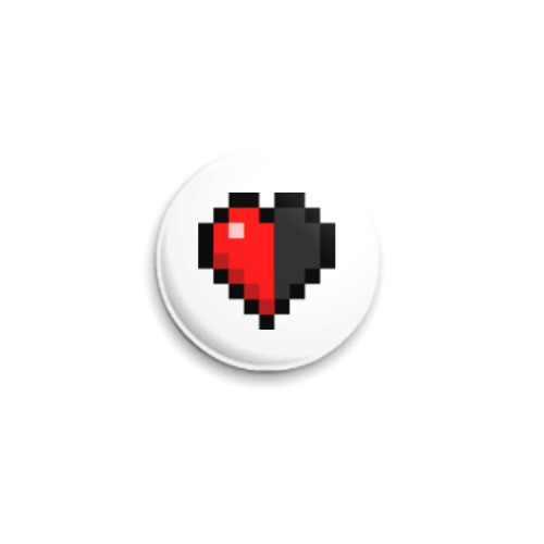 Значок 25мм с принтом Minecraft Half-Heart