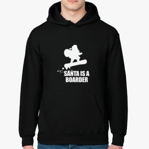 Толстовка худи с принтом Santa is a boarder!