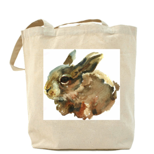 Сумка шоппер с принтом Зайка акварельный