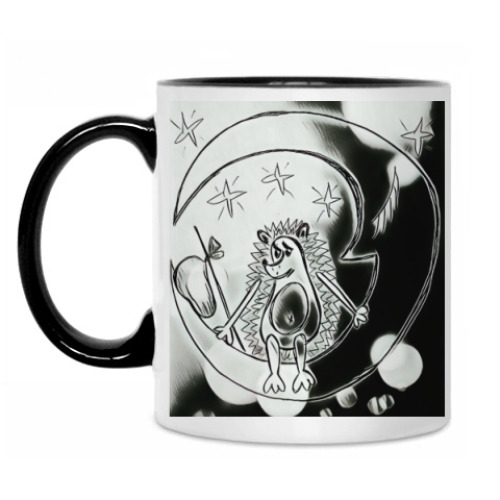Кружка с принтом Ежик на луне