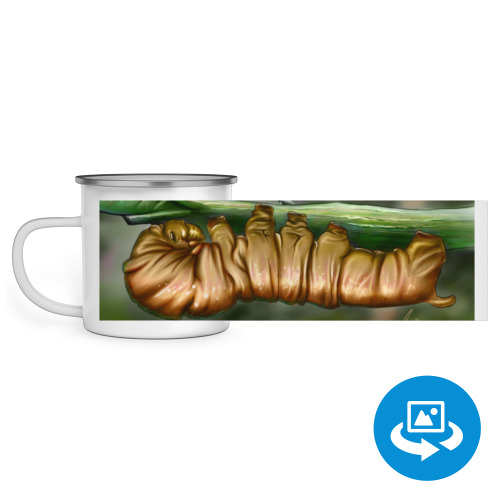 Эмалированная кружка (круговая запечатка) с принтом Карамельная гусеница