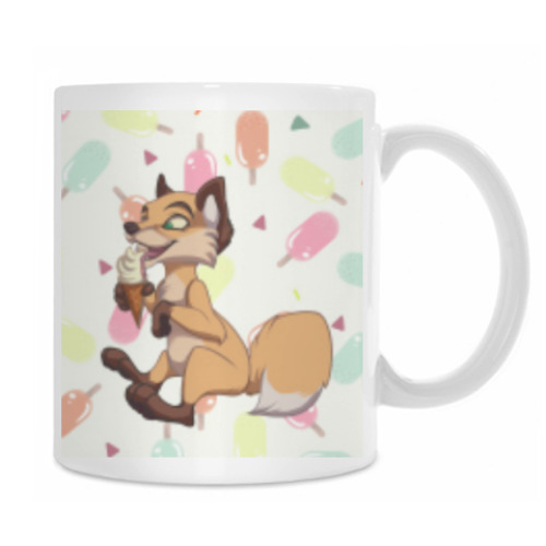 Кружка с принтом Лисичка с мороженкой