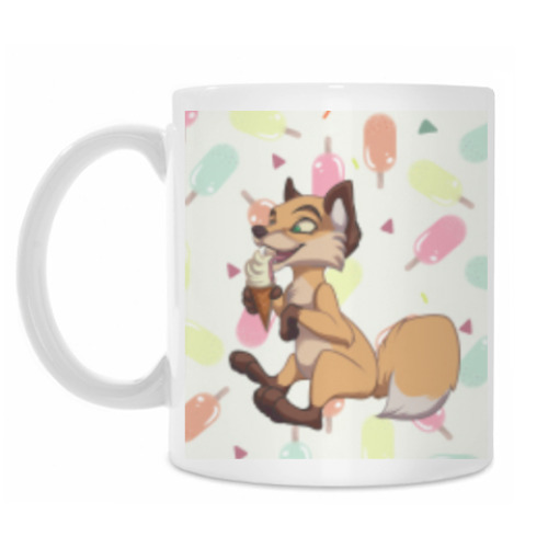 Кружка с принтом Лисичка с мороженкой