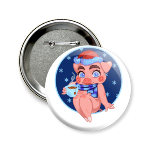 Значок 58мм с принтом свинка