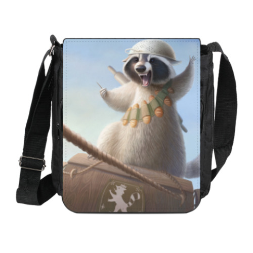 Сумка на плечо (мини-планшет) с принтом Енот-герой