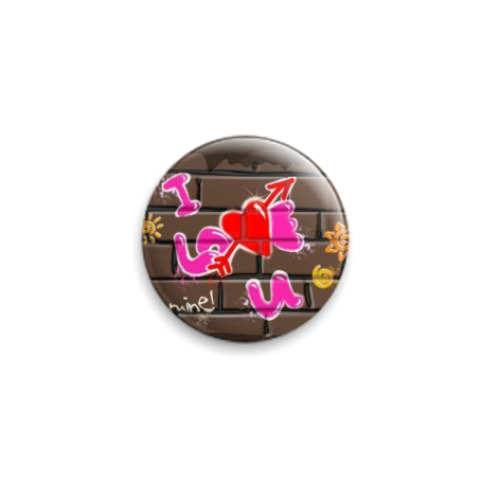 Значок 25мм с принтом Я тебя люблю