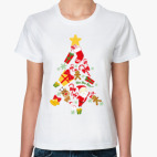 Классическая женская футболка Новогодняя Елочка