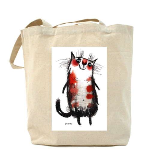 Сумка шоппер с принтом кошка Белка