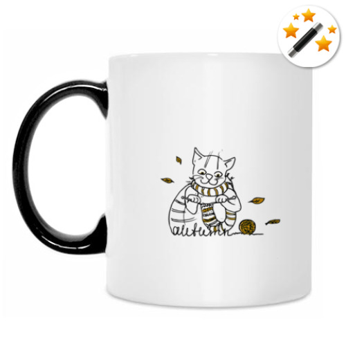 Кружка-хамелеон с принтом Кошка