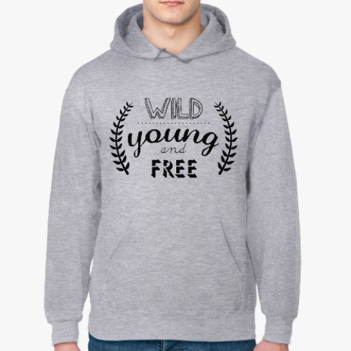 Толстовка худи с принтом Wild, young and free