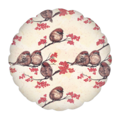 Подушка с принтом Воробьиная песня