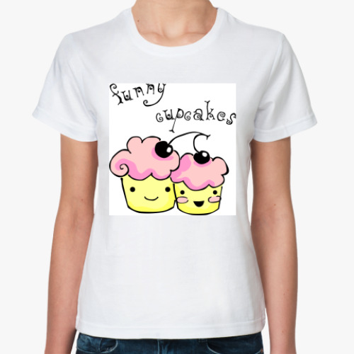 Классическая футболка с принтом funny cupcakes