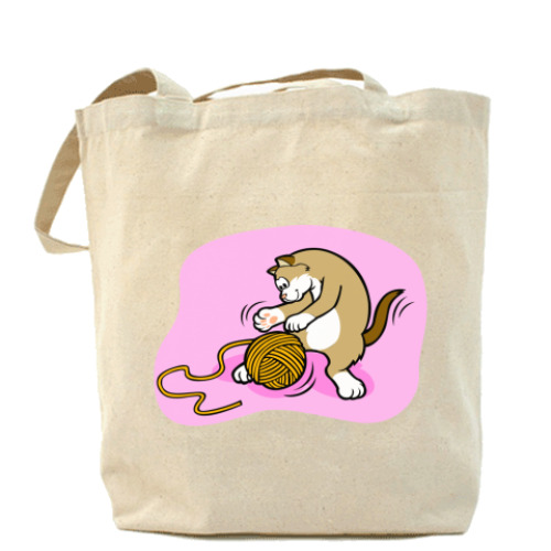 Сумка шоппер с принтом Кот с клубочком