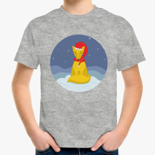 Детская футболка с принтом Новогодний лис