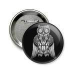 Значок 58 мм Сложный абстрактный рисунок с совой
