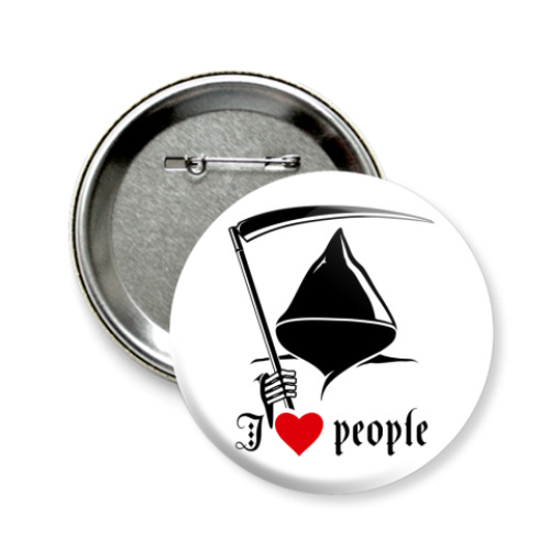 Значок 58мм с принтом Я люблю людей
