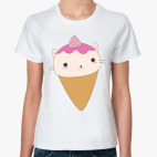Классическая женская футболка Кот мороженое