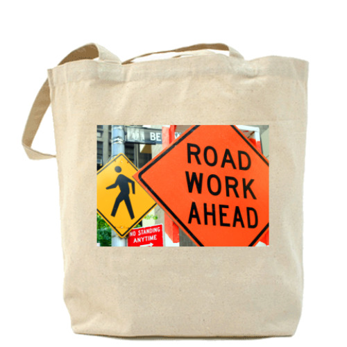Сумка шоппер с принтом ROAD WORK AHEAD