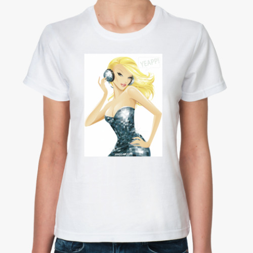 Классическая футболка с принтом Гламурная DJ