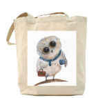 Совенок с чашкой кофе