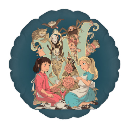 Подушка с принтом Wonderland Alice and Chihiro
