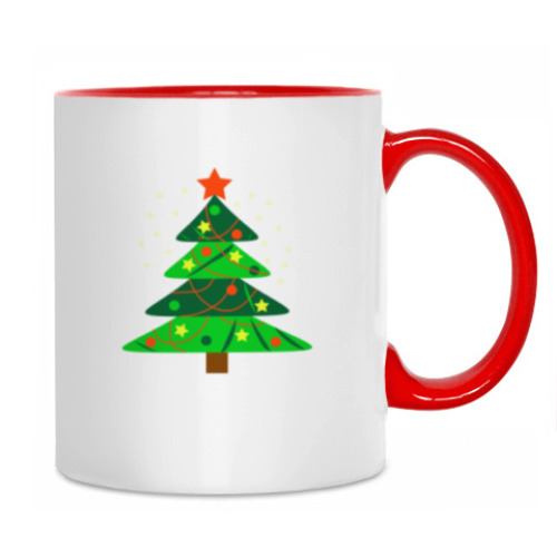 Кружка с принтом Новогодняя ёлка