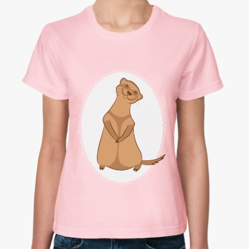 Женская футболка с принтом Милый хорек