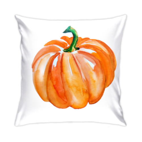 Подушка с принтом Акварельная тыква