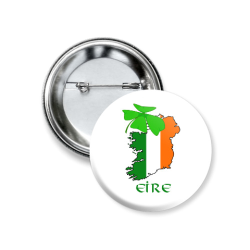 Значок 37мм с принтом Eire Flag Happy Shamrock