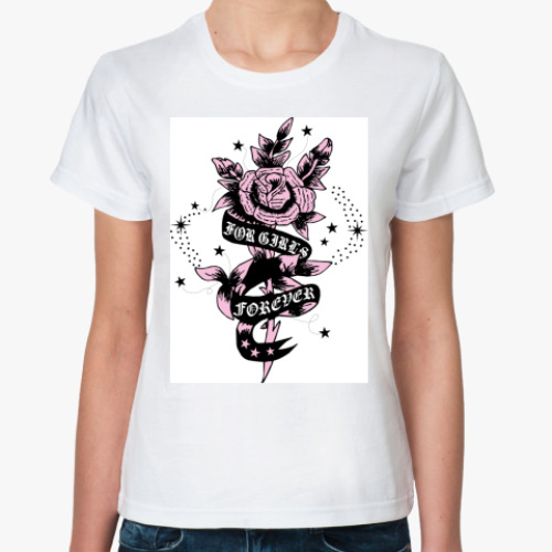 Классическая футболка с принтом Роза