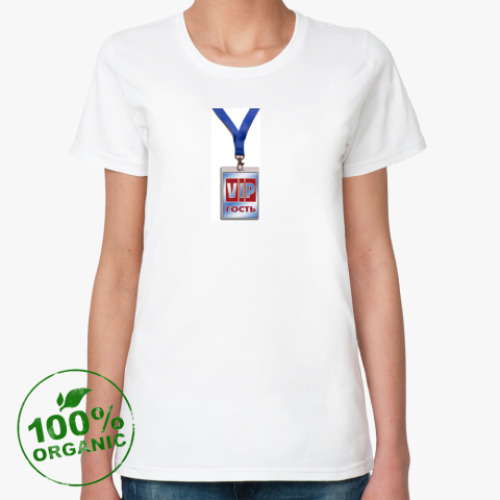 Женская футболка из органик-хлопка с принтом БЕЙДЖ - VIP гость