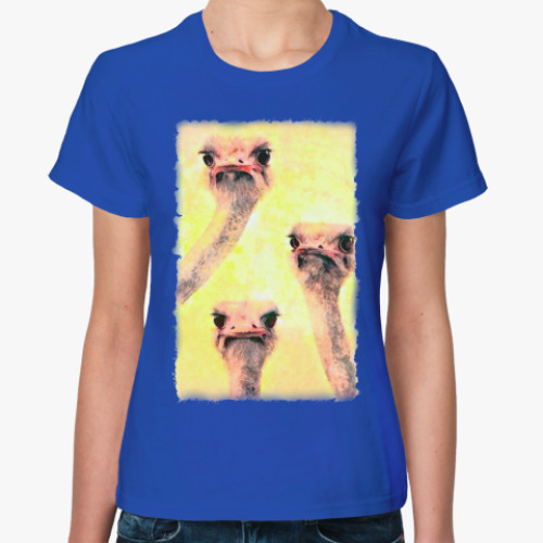 Женская футболка с принтом страусы