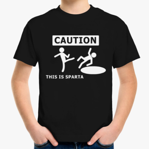 Детская футболка с принтом Caution: this is Sparta