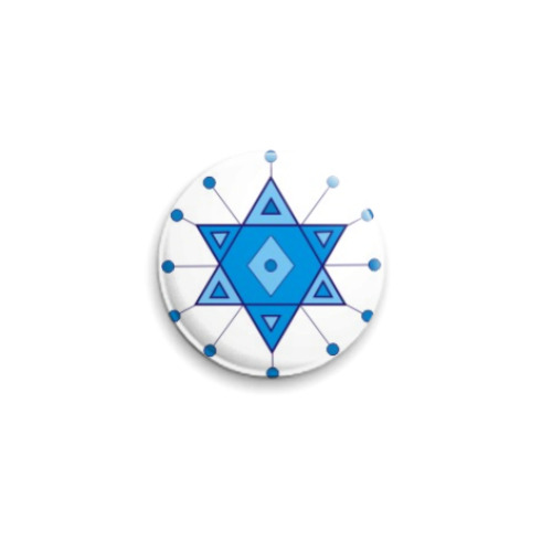 Значок 25мм с принтом Снежинка