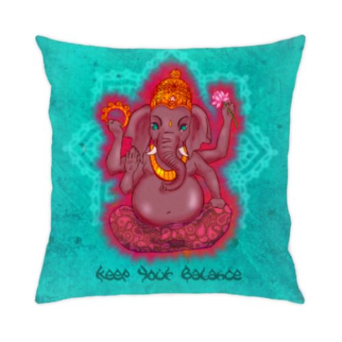 Подушка с принтом Ганеша
