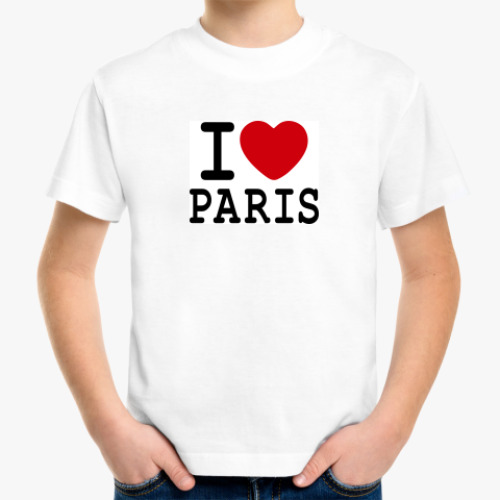 Детская футболка с принтом I Love Paris
