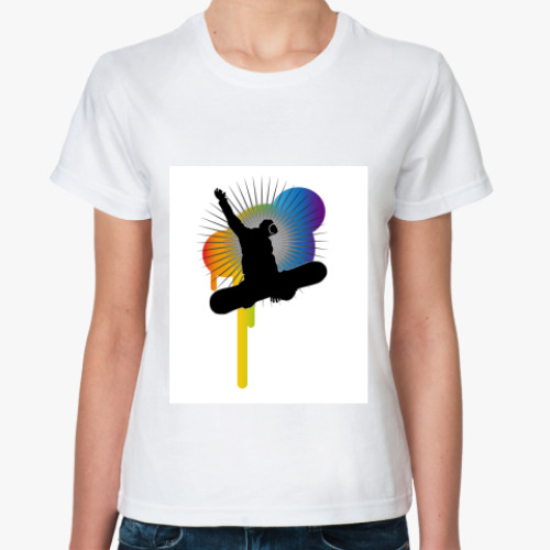 Классическая футболка с принтом Сноубординг