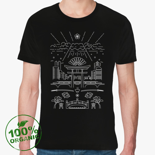 Футболка из органик-хлопка с принтом Япония и путешествия